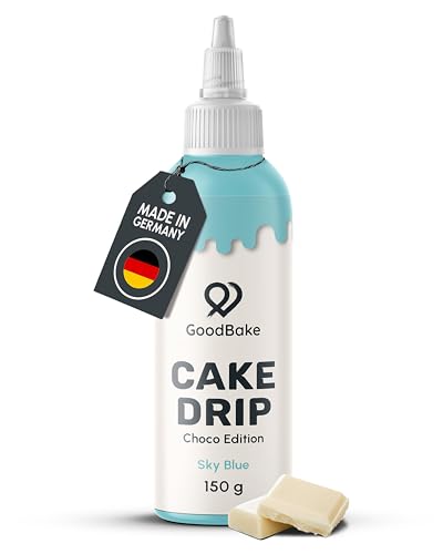 GoodBake Cake Drip Choco 150g Himmelblau | Schokoglasur zum Dekorieren & Verzieren von Torten, Cup Cakes & Keksen | Kuchenglasur glutenfrei | Tortendeko Made in Germany