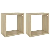 Couleur : chêne sonoma Tomostar Lot de 2 Étagère Cube Murale, Étagère Flottante Cube 2 pcs Chêne Sonoma 26x15x26 cm