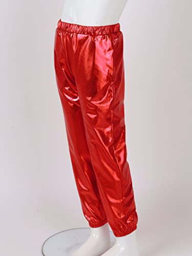 Daenrui Kids Girls Boys Metallic Shiny Jazz Hip Hop Street Dance Pants Harem Pants Athletic Leggings Dancewear Red 12 Years #TOP6