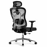 Logicfox Ergonomic Office Chair for Long Hours with Adaptive Thoracic Support – 3D Lumbar System, Adjustable Headrest & Armrests, 330 lbs Capacity