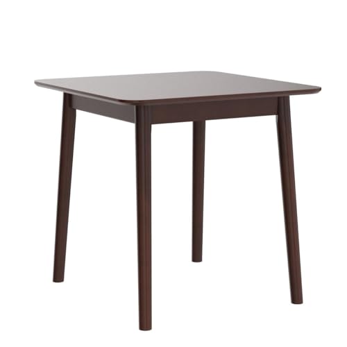 Image of Livinia Aslan 29.5 inch Malaysian Oak Square Wooden Dining Table /Small Solid Wood Kitchen Desk (Walnut)
