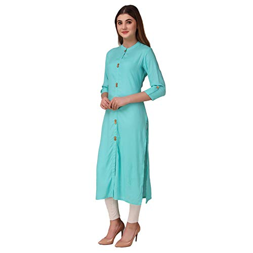 Image of NEW4U Women's Solid Rayon Straight Kurta