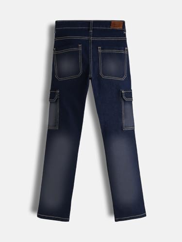 Image of Urbano Juniors Boy's Slim Fit Washed Denim Cargo Jeans with 6 Pockets Stretchable