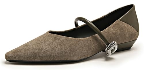 Niction Suede Flats for Women Casual Pointed-Toe Flat Shoes Cute Mary Jane Ballet Flats Shoes Comfortable Dressy Outdoor Shoe 2025