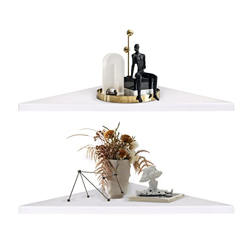 Evron Corner Mounting Shelf,Easy To Install Wall Corner Shelf,Set Of 2 (White Frosting Pattern Right-Angled) #TOP8