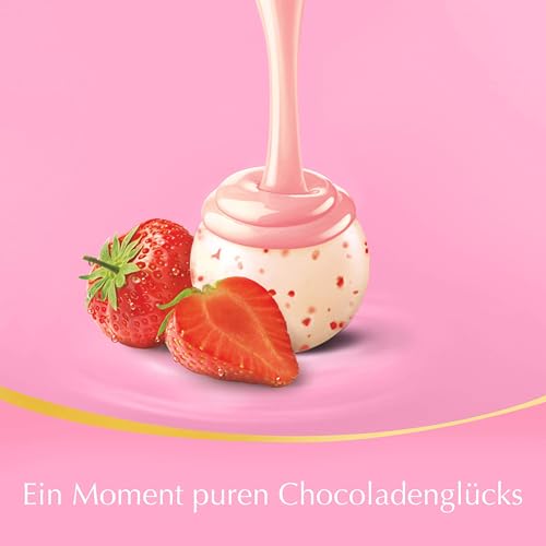 Lindt LINDOR Schokoladen| 1 kg Beutel, wiederverschließbar | ca. 80 Kugeln weiße Schokolade mit Erdbeer-Sahnecrème | Großpackung, Pralinen-Geschenk