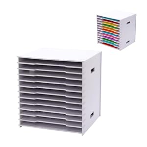 Scrapbook Paper Organizer, File Sorter Storage, White Cardstock Paper Sorter Storage Rack, Document Holder Desktop Scrapbook Organizer Cube for Home Office School (12 x 12in – 12 Tier)