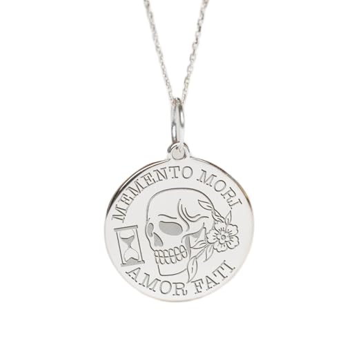 Collier Memento Mori pendentif Amor Fati argent 925 chaîne 45 cm bijou unisexe fait main