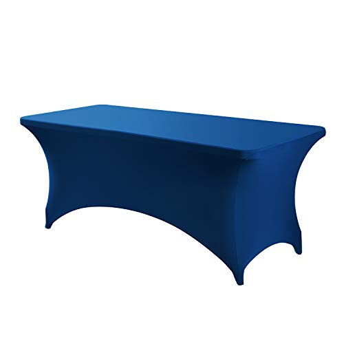 Image of Peomeise 2PCS 6FT Spandex Table Cover Rectangular Stretch Spandex Tablecloth (Classic Blue,6FT)