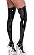 FEOYA Damen Kurze Overall Sexy Party Halterlose Overknee Strümpfe Clubwear Partykleider Kunstleder Wetlook Kniestrümpfe Bodysuit Leder Latex Kleider Handschuhe Latex Lange Handschuhe