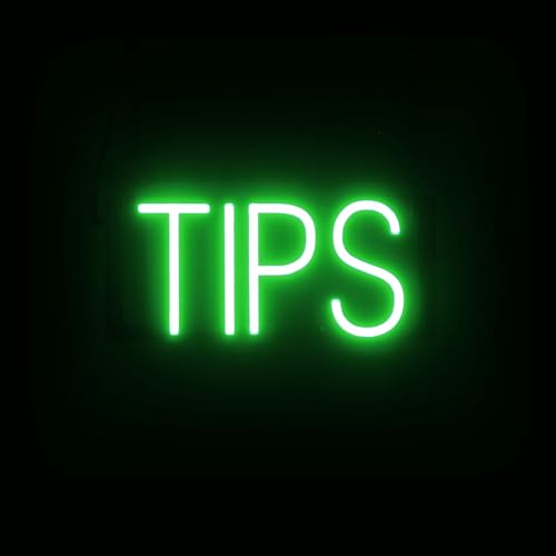 Image of SpellBrite LED Neon TIPS Sign for Business - Green, 14 inch x 6 inch | Ultra-Bright Click-Together Signage for Bars & Restaurants, with Visibility from 500 ft - 8 Animations, 6 Brightness Levels