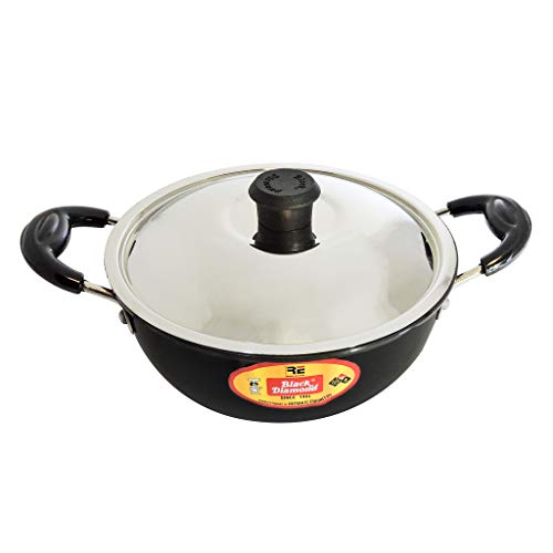 Image of Black Diamond 3 mm Hard Anodised Baby Kadai with Lid (with Induction) - 1.5Litre