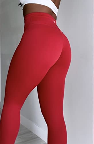 Tomtiger Women's Yoga Pants High Waisted Workout Yoga Leggings For Women Butt Lifting Tummy Control Booty Tights (Pepper Red, S) #TOP1