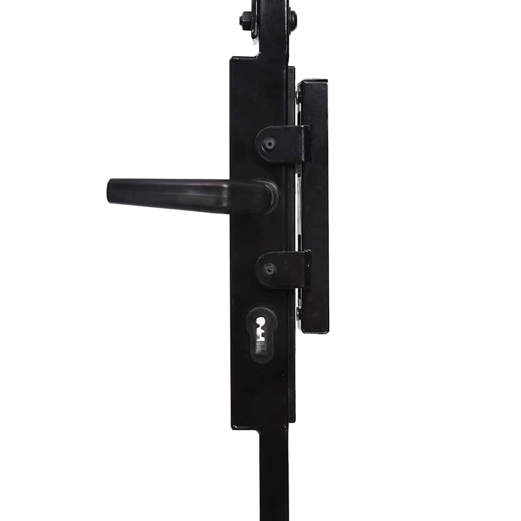 vidaXL Cancela de Valla Assen Sencilla Individual Puerta de Jardín Entrada Exterior con Forma de Arco con Dos Postes de Acero Negro 105x170 cm