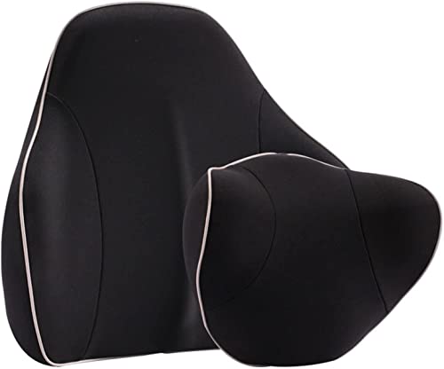 HZWMQDLF Cojín de Almohada Lumbar, cojín de Apoyo Lumbar de Espuma viscoelástica, Almohada ergonómica de Apoyo Lumbar for Coche con Funda Desmontable, for Conductores, Profesores, Estudiantes(Black)