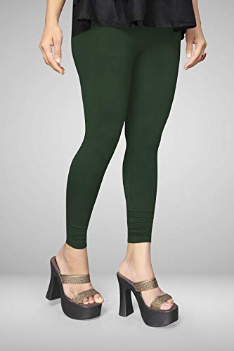 Image of Women's Cotton Skinny Leggings with Ankle Length Solid Pattern Mid Rise and Elastic Closure | Cotton Skinny Leggings for Womens