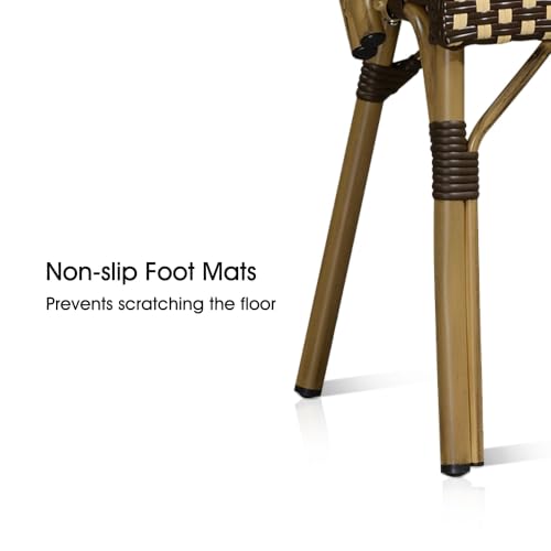 Image of PURPLE LEAF Outdoor Bistro Dining Chairs Set of 4, Bamboo Finish, Brown