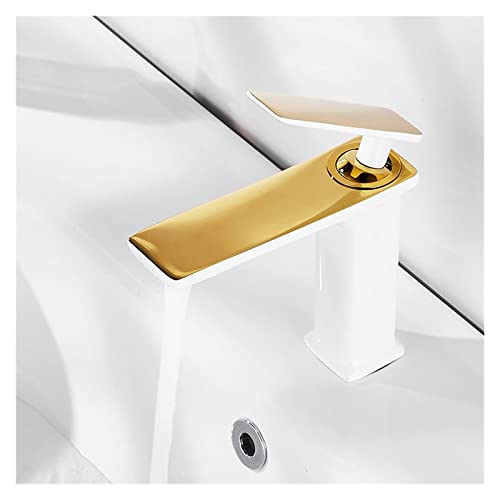Grifo de baño dorado alto monomando para solucionar las salpicaduras en lavabos sobre encimera 6