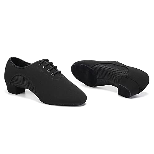 Swdzm Men&Women Ballroom Dance Shoes Lace-Up Closed Toe Latin Modern Performance Dance Practice Teaching Shoes,Mf2805,Heel-1.38'',Black, 6.5 Us #TOP4