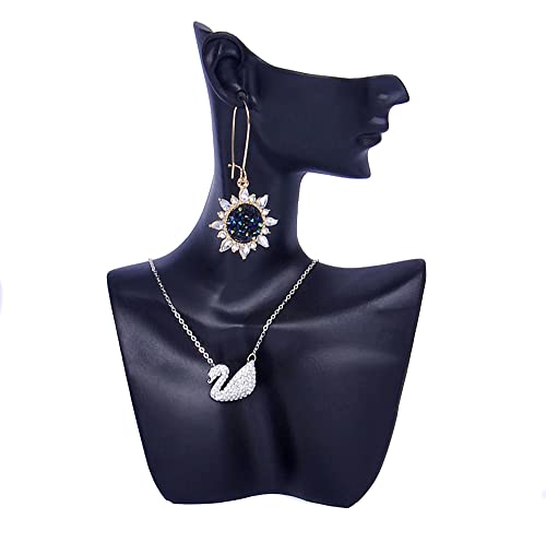 Homeanda Black Resin Necklace & Earring Display Jewelry Displays for Shows Earring Display Stands Necklace Display, Jewelry Mannequin Display, Jewelry Bust Display (M, Black)