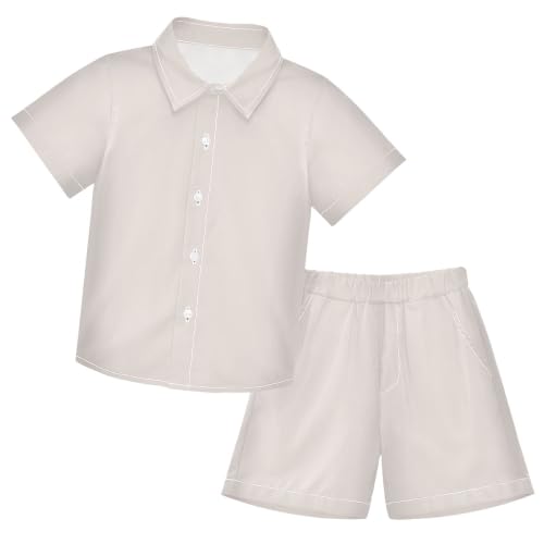 Image of 3T Toddler Boy Shorts Set Black Hawaiian Button Down Shirts Summer Outfits for Little Boy