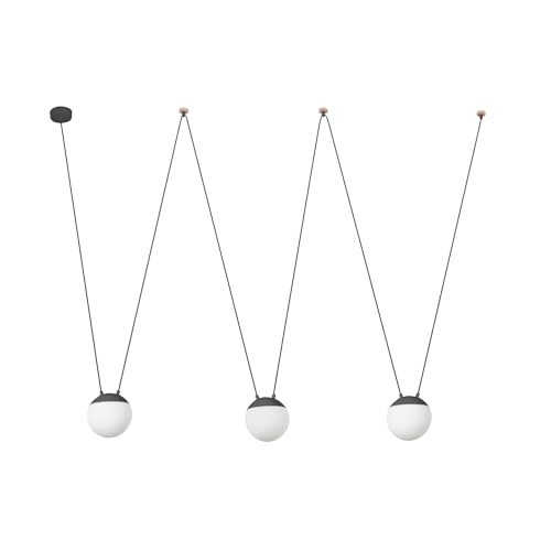 Suspension Mine Space PC gris oscuro 3 luces luminaire de plafond salon chic
