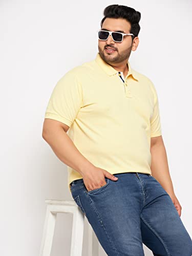 Image of Club York Men Cotton Blend Half Sleeve Polo Neck Solid Plus Size T-Shirt