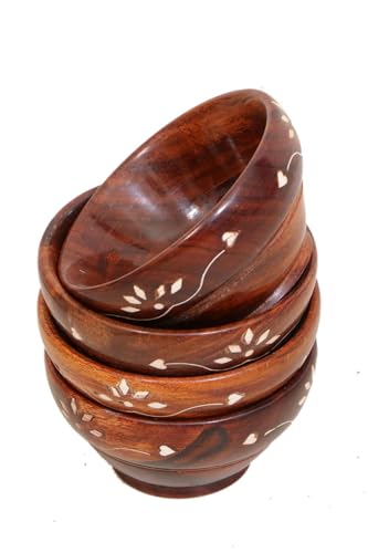 Image of Sheesham Wooden Handicraft Snacks Bowls | Handmade Wood Small Serving Bowl /Pyala.