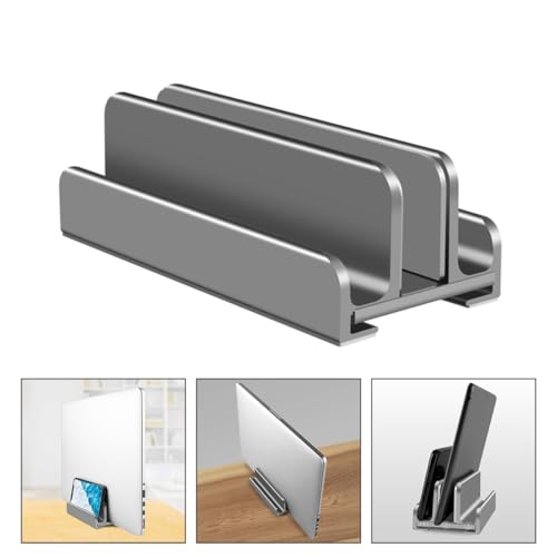 Soporte vertical ajustable para laptop con 3 ranuras de aluminio miniatura 6