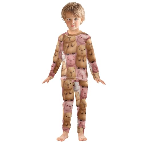 Pajama Sets Long Sleeve Cute Bears Pattern Print Soft Comfy Sleepwear 2 Piece PJS 3-8T2