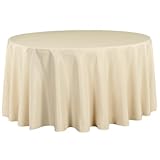LinenTablecloth 120-Inch Round Polyester Tablecloth Beige