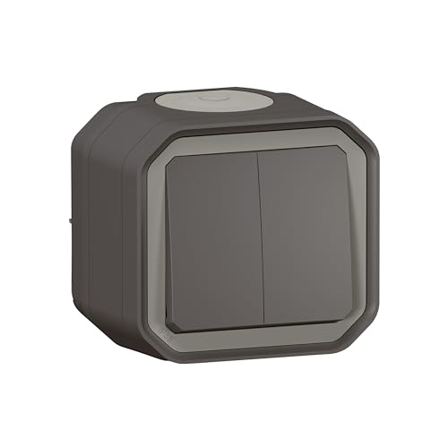 Legrand Plexo Double 3-Function Control 10A IP55 Complete Surface-Mounted Anthracite, charcoal