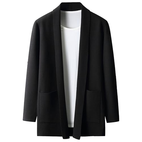 Suéter holgado con bolsillo de estilo cárdigan de punto de gran tamaño masculino