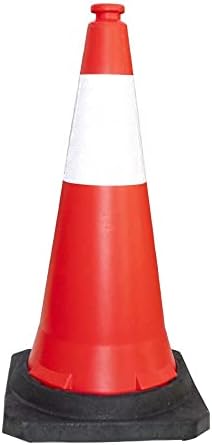 Traffic Cone PPC with PVC Base | 30" - 75 CM Road Safety Cone With Reflective | High Visibility Red Street Cone | Portable Wind Resistant Traffic Cone with Black Base