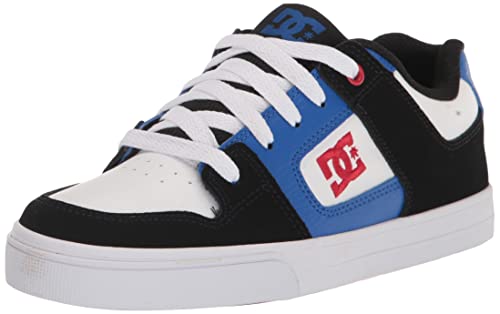 DC Boy's Pure Low Shoe Skate, Black/Royal/Athletic Red, 11 Big Kid