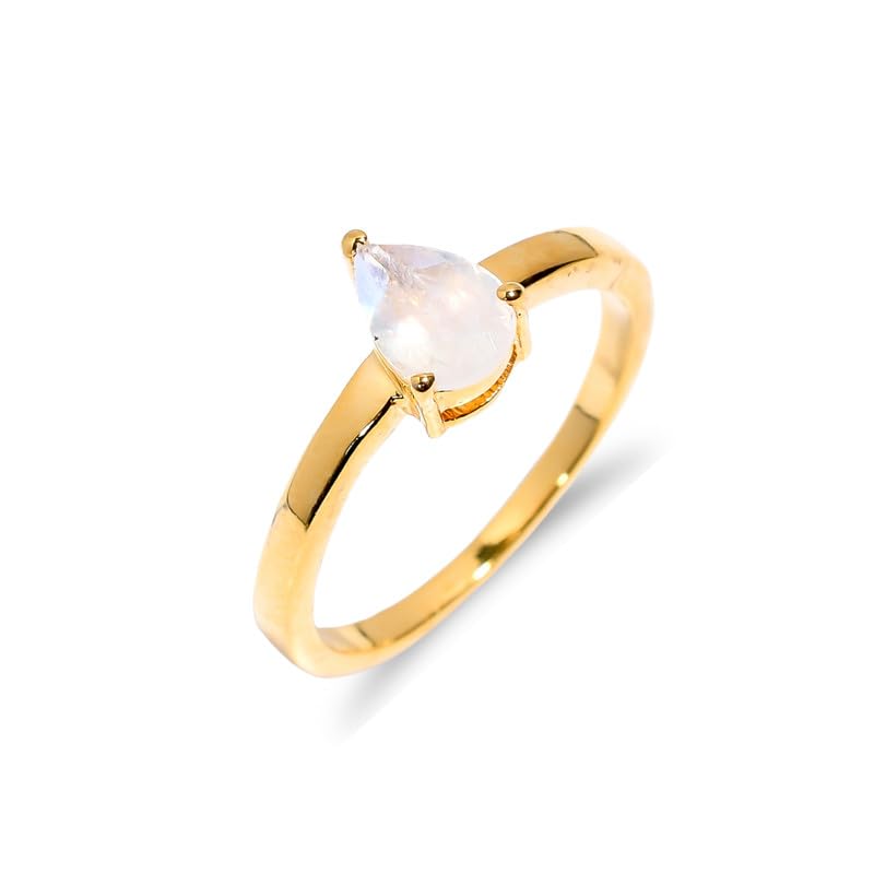 Bague pierre de lune naturelle contre ternissement en argent 925