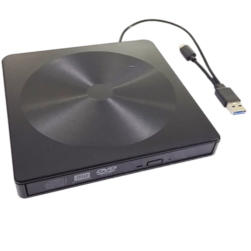 SECFOU Unidad de DVD Externa Tipo C Multifunción, Grabadora y Unidad Óptica USB Portátil, Compatible Portátil y Pc, Diseño Ultraligero, Tamaño Compacto, Color Negro, para Lectura