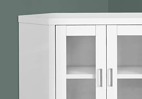 Monarch Specialties Stand-42 L/White Corner With Glass Doors Tv Stand #TOP3