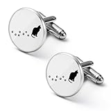 カフス メンズ 猫の足あと 猫の肉球 猫好き ねこ カフスボタン カフリンクス 可愛い 2個セット シャツカフスボタン 円形カフス 男性用 紳士 おしゃれ シンプル シャツ飾 アクセサリー 結婚式 ビジネス プレゼント 1.7cm/2cm