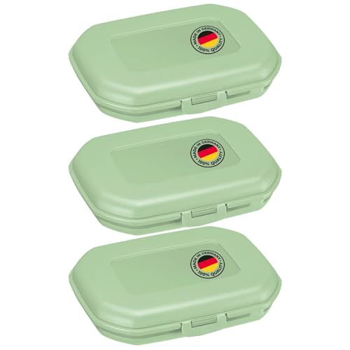 Westmark 3 Brotdosen/Snackboxen -Mini- 300 ml, mit Klick-Verschluss, Höhe: je ca. 3,7 cm, Kunststoff, Grün, 235122EM