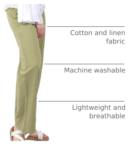 Image of CHARTOU Women's Summer Drawstring Waist Wide Leg Loose Cotton Linen Palazzo Pants