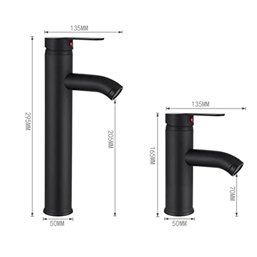 Robinet de lavabo monotrou noir mat haut pour eau chaude et froide - 6