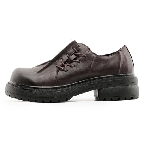 Oxford Shoes for Men Vintage Classic Faux Leather Loafers with Wide Toe Box Platform Chunky Heightening Casual Shoes