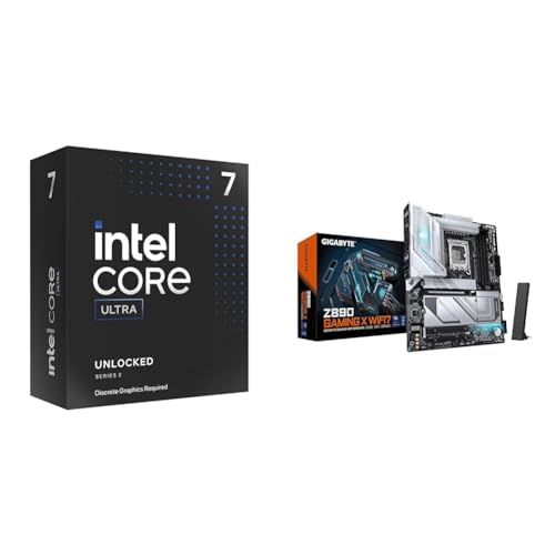 Image of Intel Ultra 7 Desktop Processor 265KF - 20 cores (8P+12E) & GIGABYTE Z890 AORUS Elite X ICE Intel Core Ultra (Series 2) LGA 1851 Motherboard, ATX, DDR5, 5X M.2, PCIe 5.0, WIFI7, 2.5GbE LAN, EZ-Latch