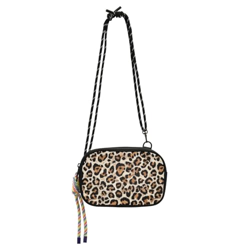 EtherSpher Bolso cruzado pequeño con estampado de piel de animal para mujer, a la moda, con ranuras para tarjetas de crédito, bolsas de hombro para comer