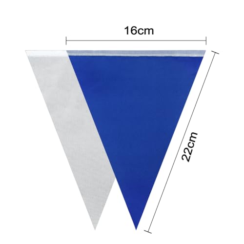 66ft Bunting Banner, Blue Silver Bunting Flags Polyester Fabric Bunting Garland 52pcs Waterproof Flags Reusable Bunting for Home Outdoor Birthday Wedding Party Decoration