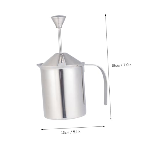 LOORGVEL ステンレス製手動ミルクフォーマー ダブルメッシュフィルター搭載 耐熱仕様 手持ちミルク泡立て器 カプチーノやラテに 家用 カフェ