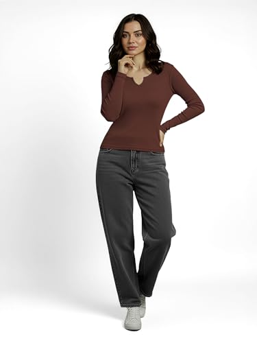 Image of Casual Polyester Blend V-Notch Neck Full Sleeves Stylish Top(23 inch Inches)