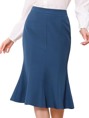 Allegra K Ruffle Hem Pencil Skirt for Women's Mermaid High Waist Business Elegant Casual Midi Skirts