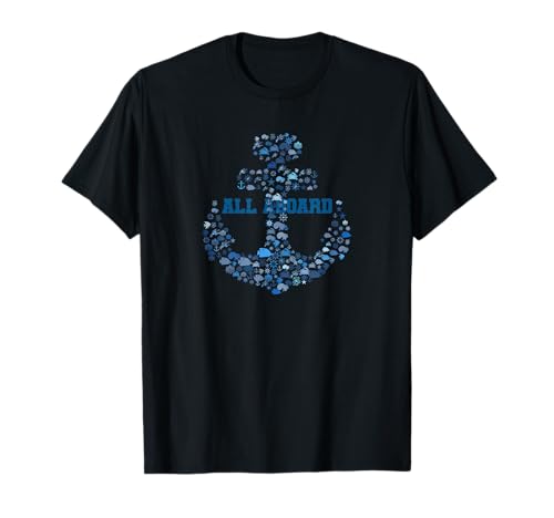 Image of BLUE ALL ABOARD SAILORS ANCHOR T-Shirt
